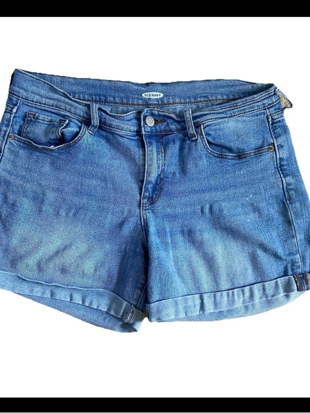 Old Navy Denim Shorts Women’s Size 8 Blue Mid Rise Cuffed Stretch Jean Shorts